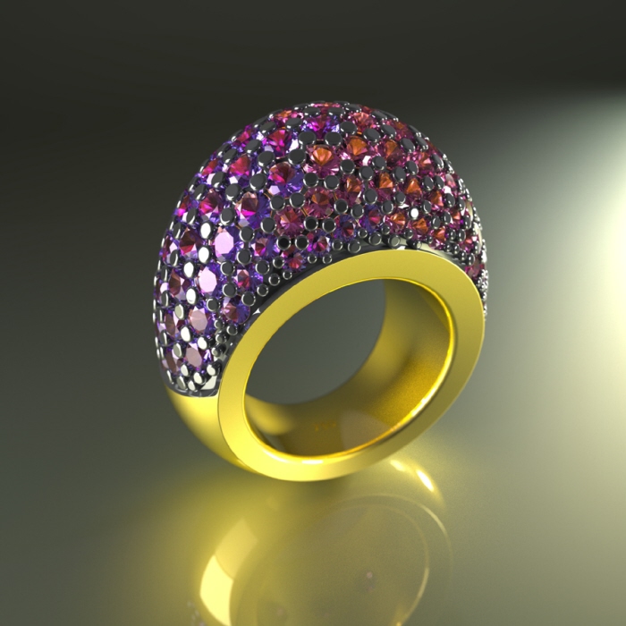 Jose Hadad - Belo Horizonte/ Minas Gerais, Brazil - DEGRADE RING WITH AMETHYSTS AND RHODOLITES
