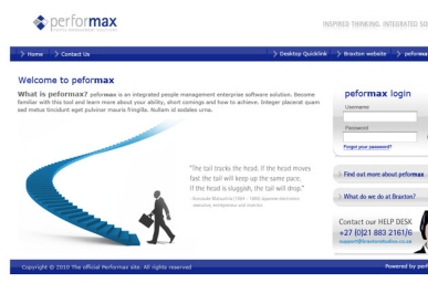 peformax login screens