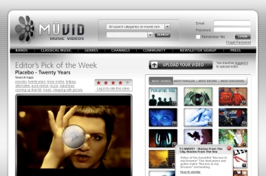 Design proposal for a music video website