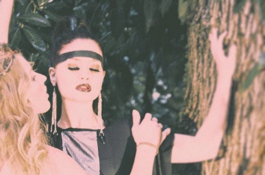 Black Silk Chiffon Dress/ Earrings by Kacie Roseboro