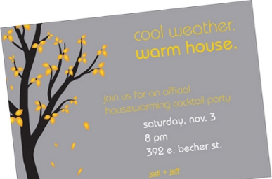 Electronic invitation design for a housewarming cocktail party