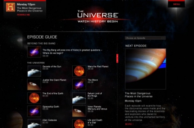 History Channel: The Universe Website