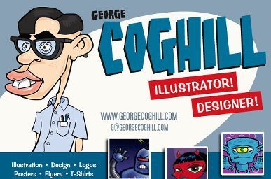 Freelance Cartoonist & Illustrator George Coghill Self-Promo card