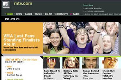 MTV.com 2001 redesign