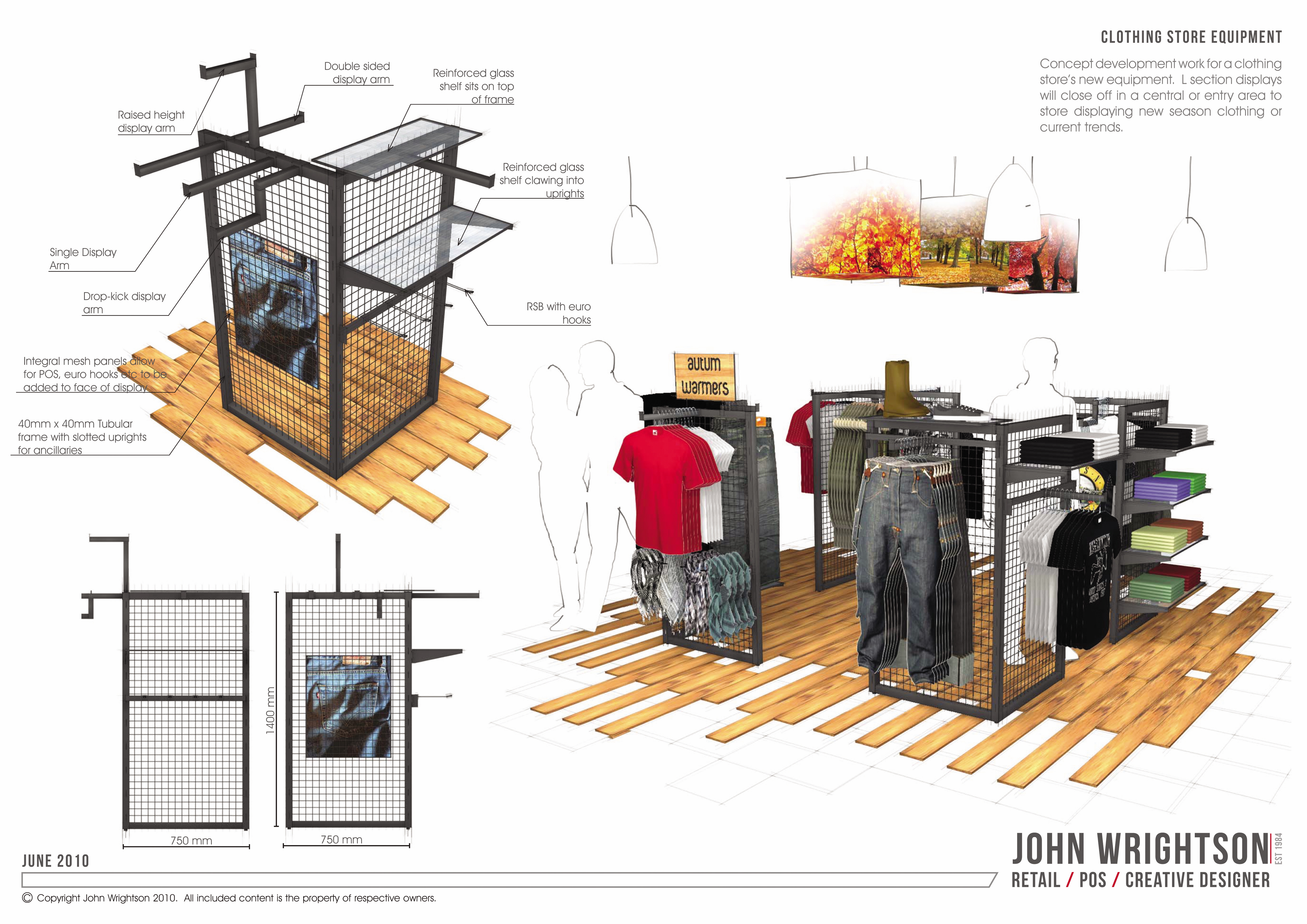 Clothing Store Equipment - Inspiration to design - Overview of a project to design equipment for a clothing retailer which wished to re-vamp their look to