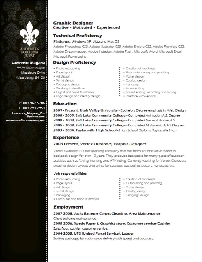 graphic design resume. Graphic Designer Resume