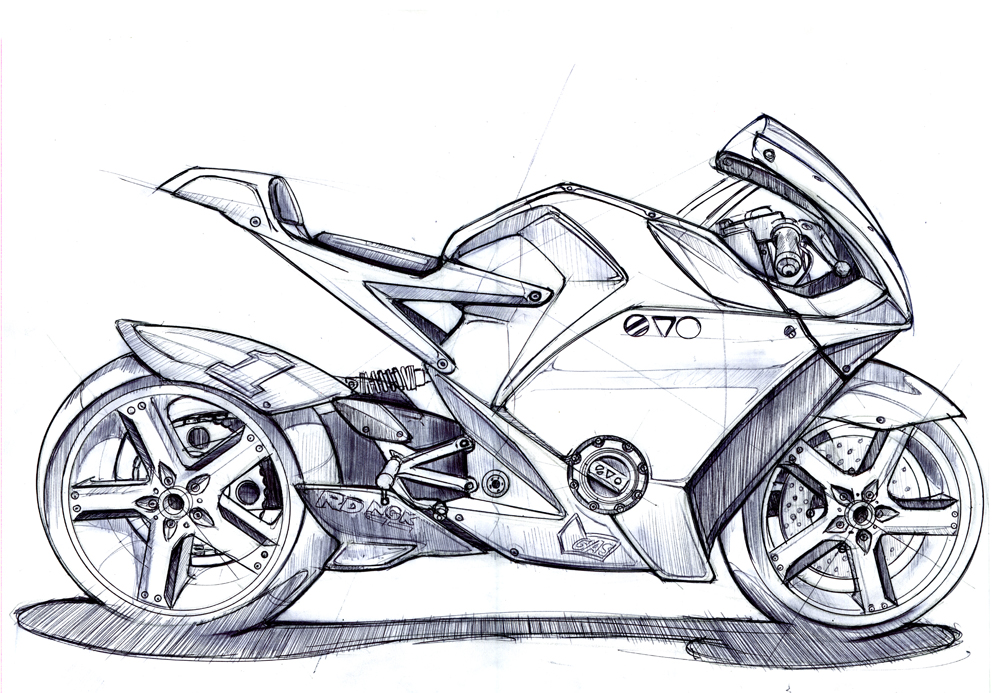 EV0 RR Bike drawing, Motorbike art, Car design sketch