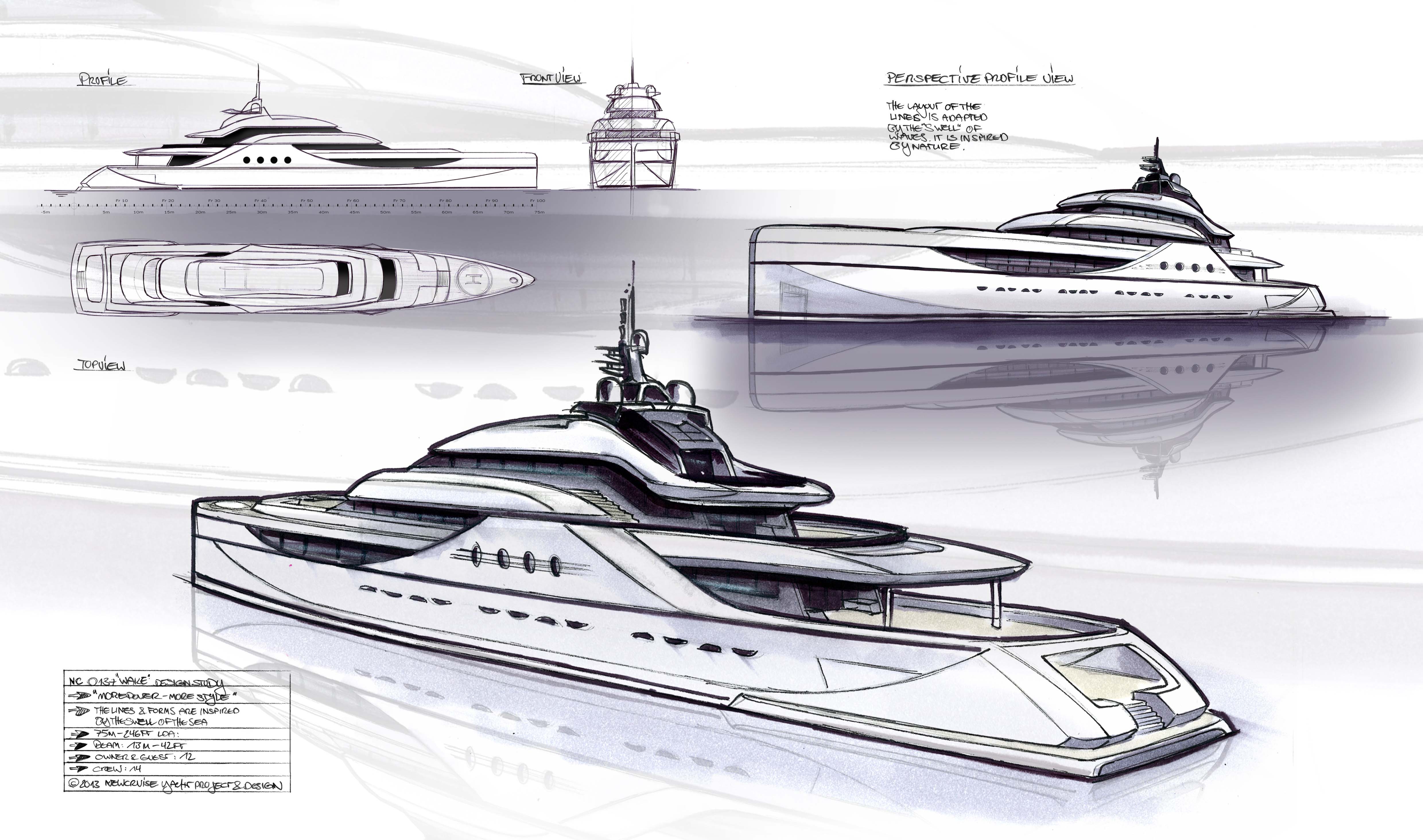 M.Y. SWELL 70M/229FT Exterior Yacht Design & Layout / © 2013 BY