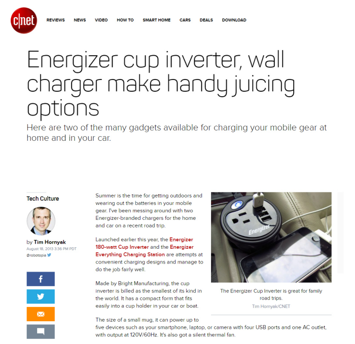 Energizer 120/180 Watt Cup Inverter industrial design and packaging by Vladimir Nikolic at