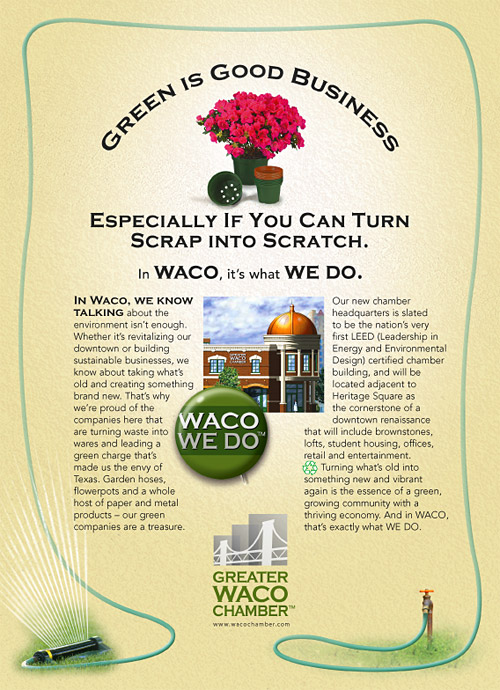 Waco Advertisement. Sign Example Print Ads by Richard Honeycutt at Coroflot.com