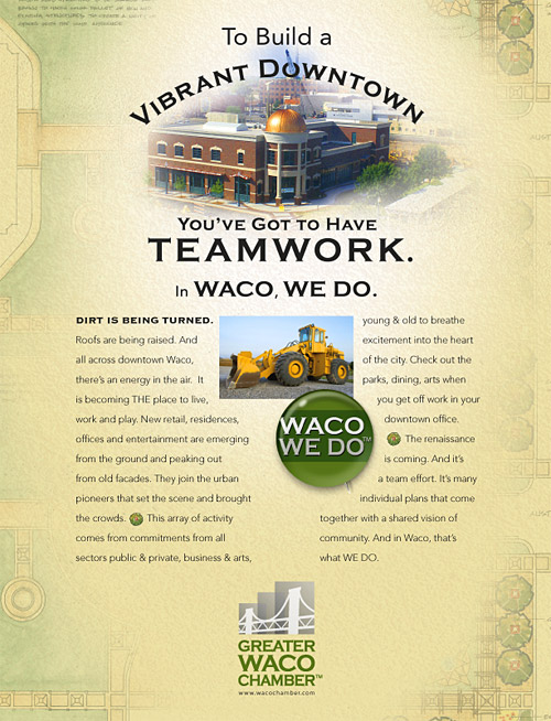 Waco Advertisement. Sign Example Print Ads by Richard Honeycutt at Coroflot.com