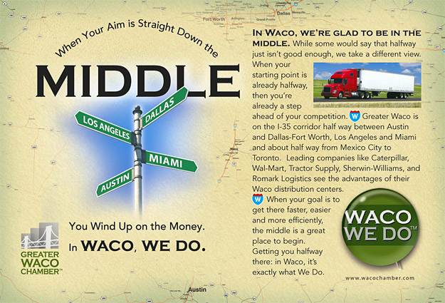 Waco Advertisement. Sign Example Print Ads by Richard Honeycutt at Coroflot.com