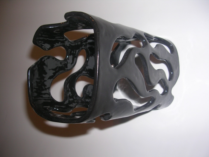 Ceramic Black and White Candle Holder by Catalina Navarro at