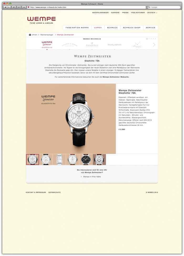 Wempe Exquisite Timepieces & Jewellery Website Relaunch (2012) by