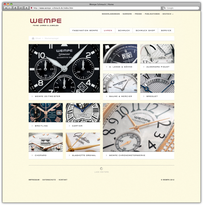 Wempe Exquisite Timepieces & Jewellery Website Relaunch (2012) by