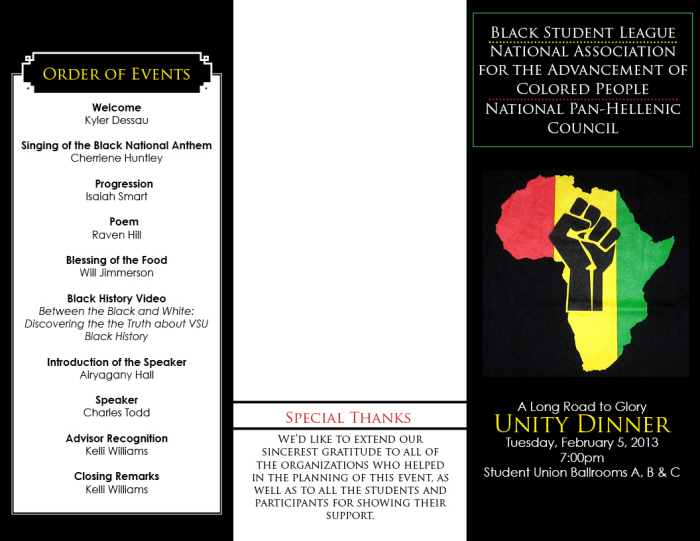 Unity Dinner Brochure by Takira Borden at Coroflot.com