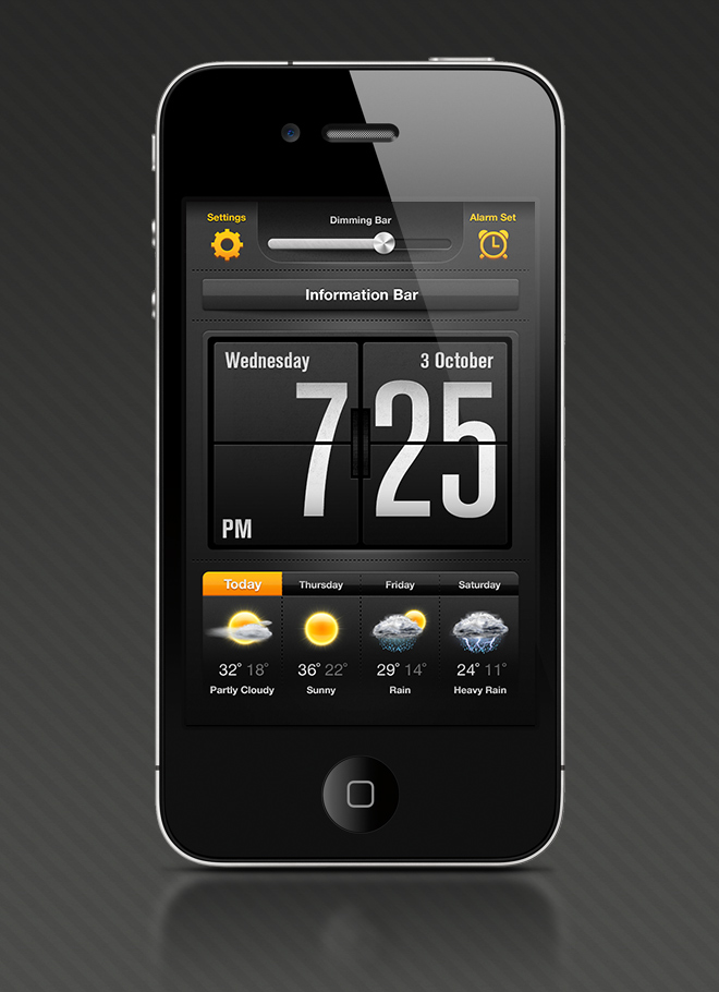 iPhone Alarm Clock App UI by Liviu Lungu at Coroflot.com