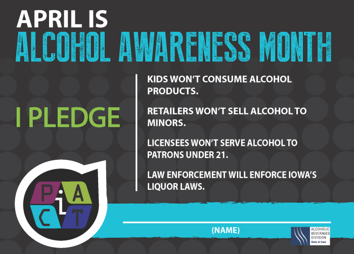 Alcohol Awareness Month Pledge Card by Rachel Krier at