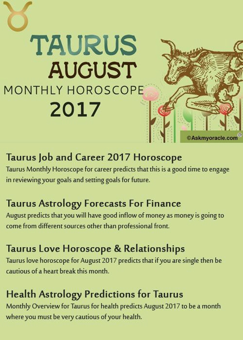 August 2017 Taurus Monthly Horoscope by Ask My Oracle at