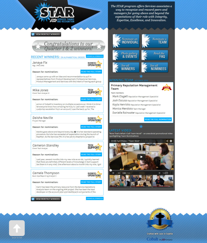 STAR Program Website by Nicholas Pasqualetti at Coroflot.com