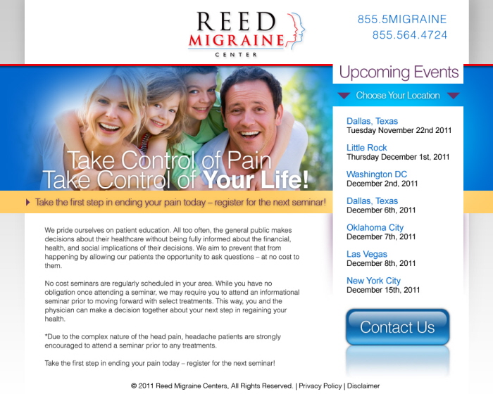 Reed Migraine Seminar Marketing by Jacob Hodgson at