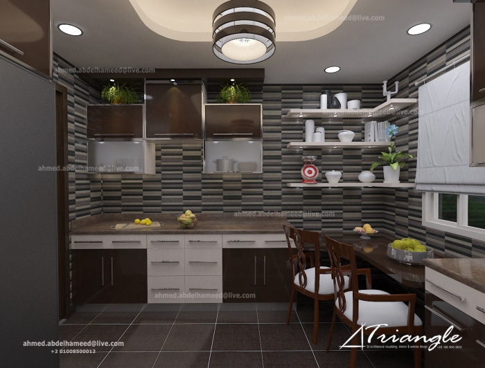 Interior kitchen design (brown color) by Ahmed Abdelhamid at