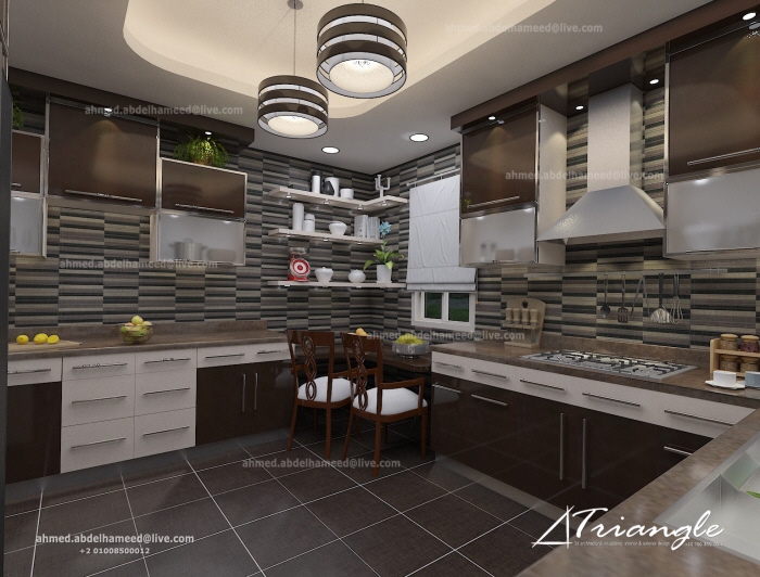 Interior kitchen design (brown color) by Ahmed Abdelhamid at