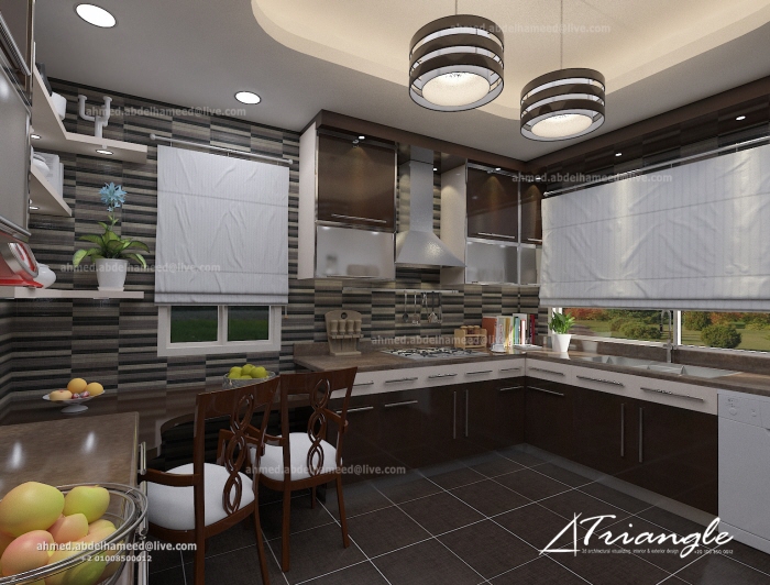 Interior kitchen design (brown color) by Ahmed Abdelhamid at