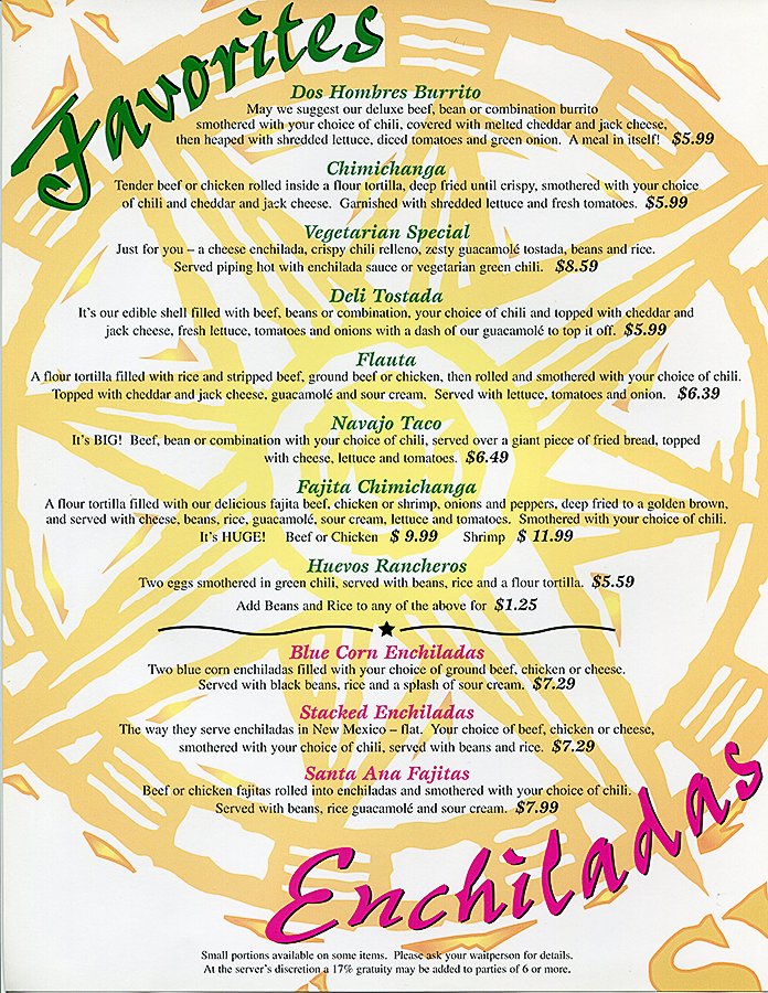 Restaurant menu artwork by Jeff Hams at