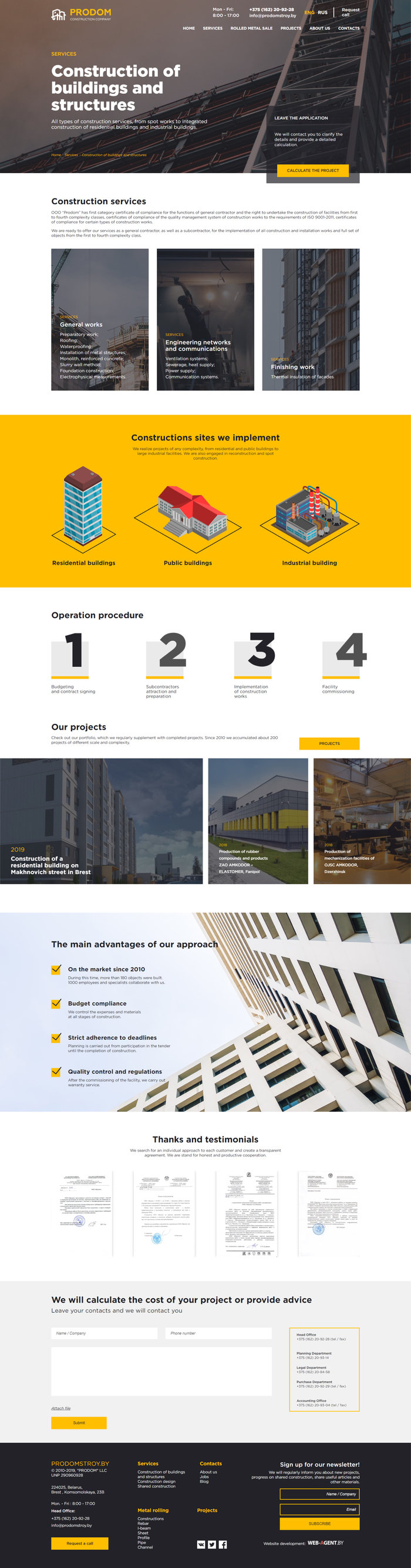 PRODOM construction company website by Vladislav List at Coroflot.com