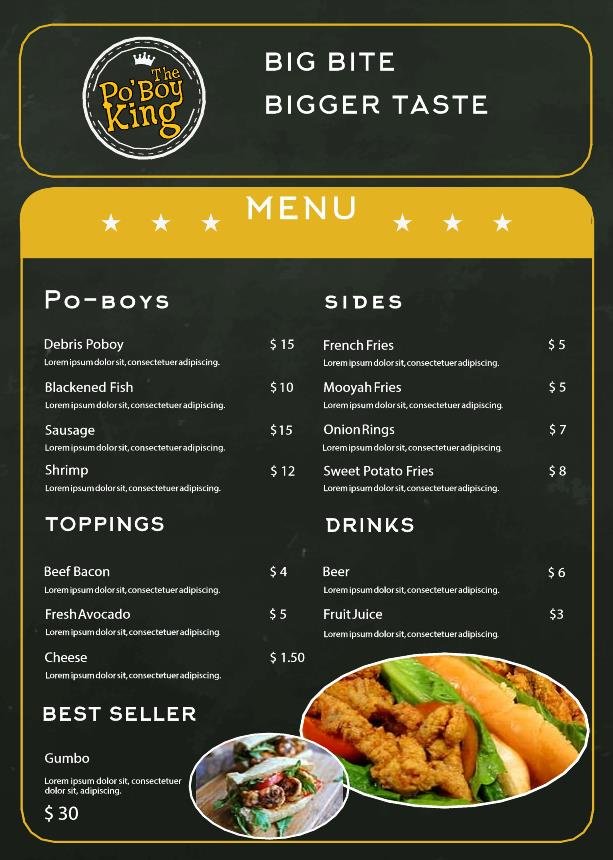 Restaurant Menu class project by Linda Volley at