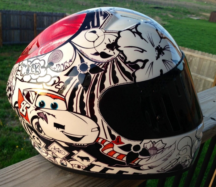 Motorcycle Helmet Painted With Sharpies by Jamie Hall at