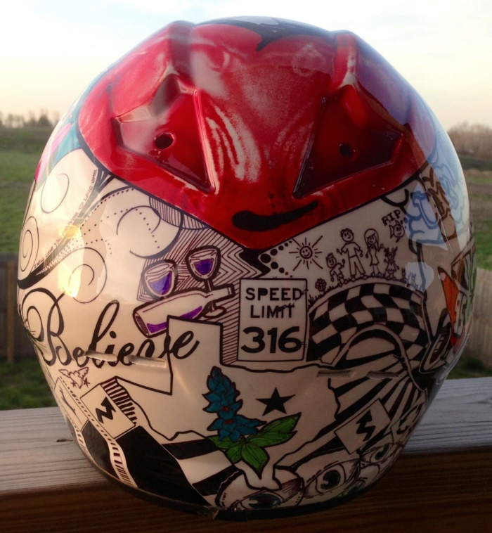 Motorcycle Helmet Painted With Sharpies by Jamie Hall at