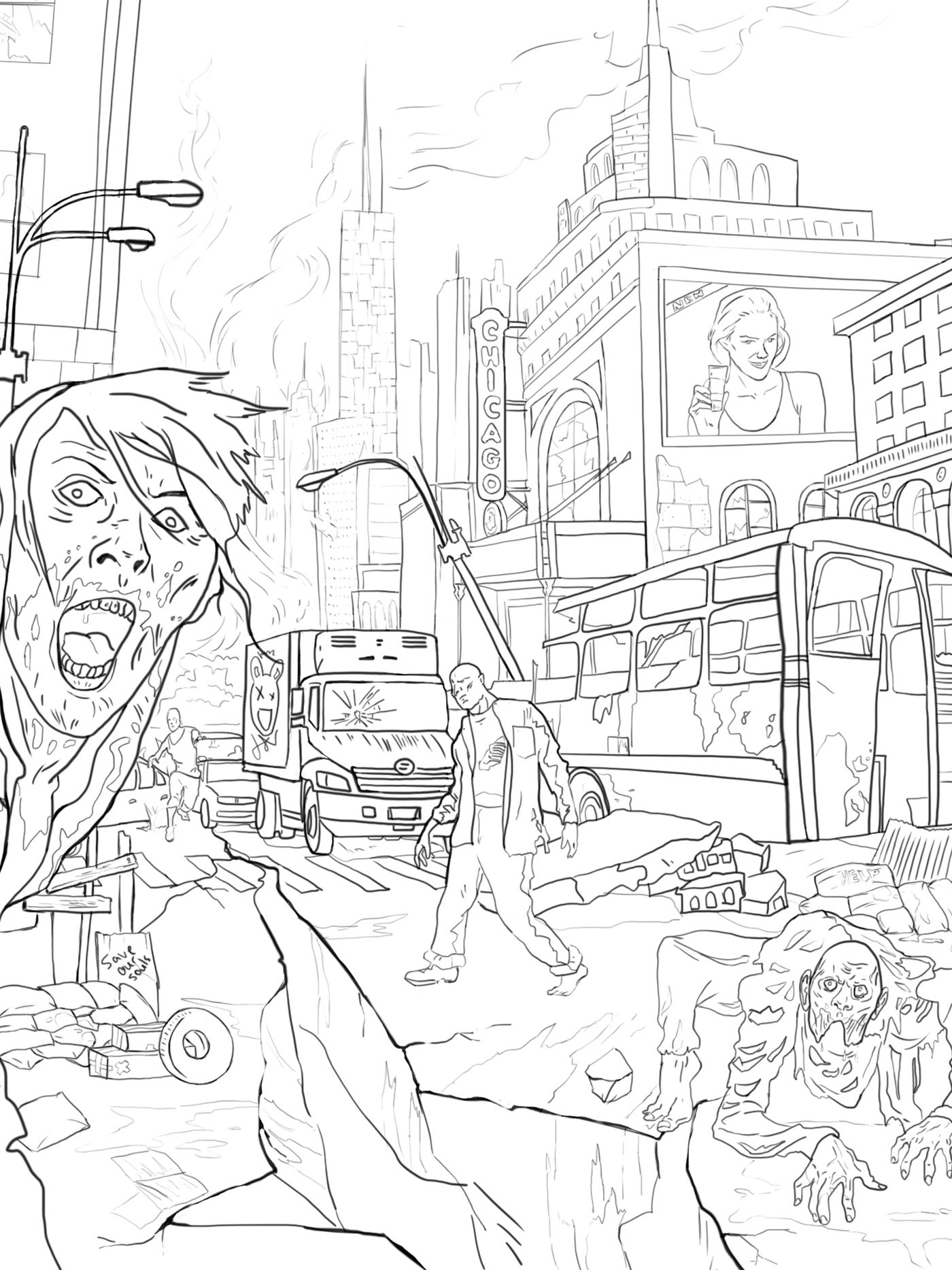 Zombieland Coloring Pages Sketch Coloring Page