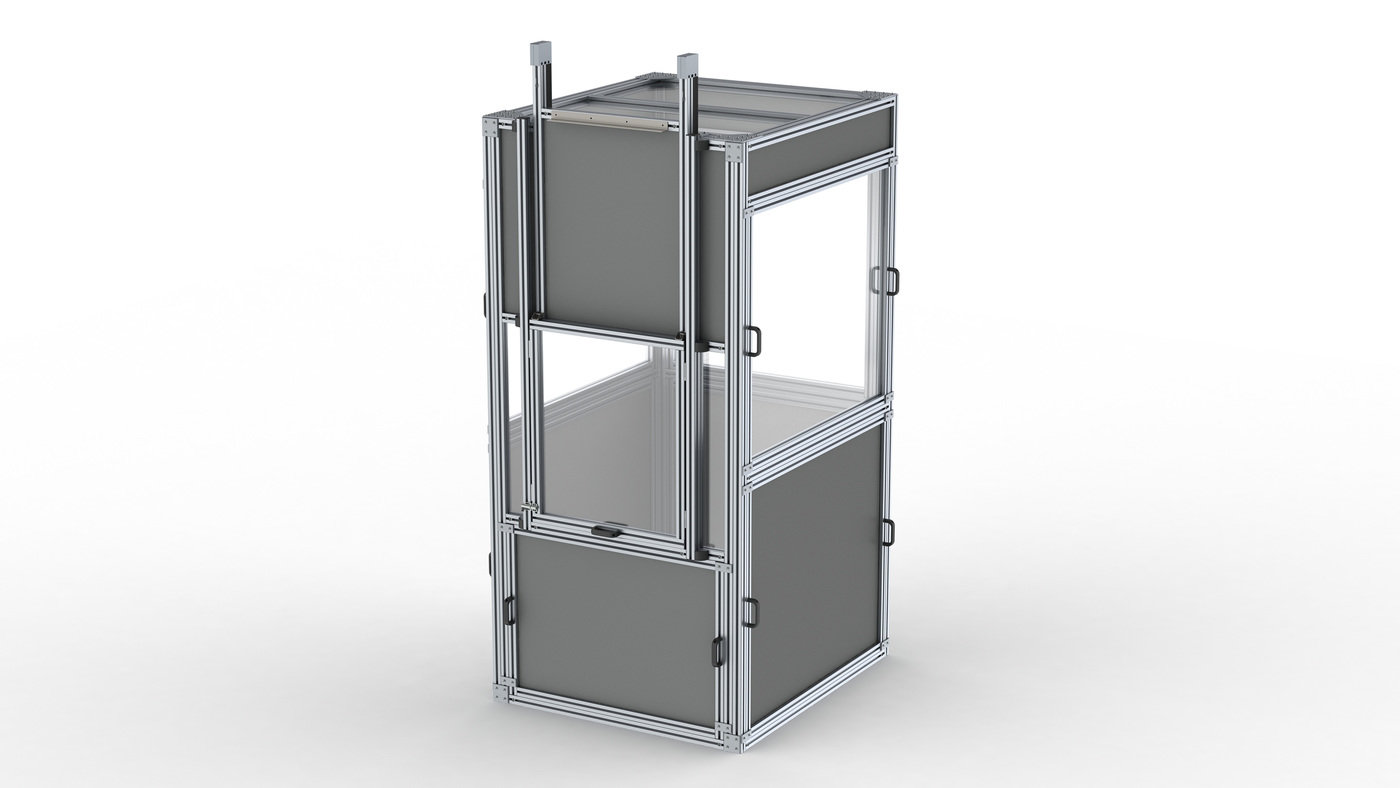 Machine enclosure with counterweight access door by Andrew Lawrence at