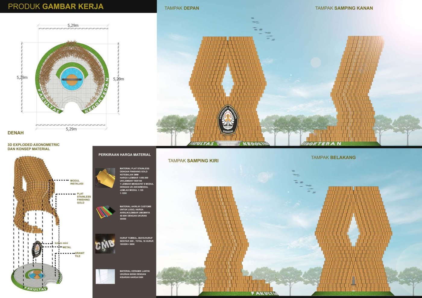Sayembara Desain Tugu Fakultas Kedokteran UNDIP 1 St Winner by Akhdiat ...