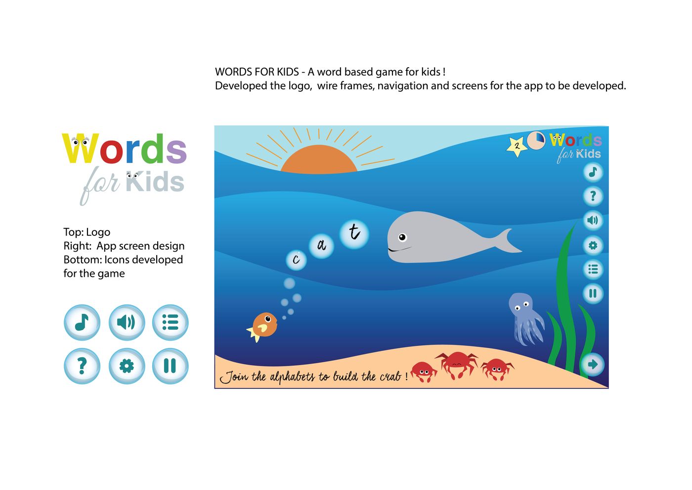 words for kids game app design by anjani ramakrishna at coroflot com