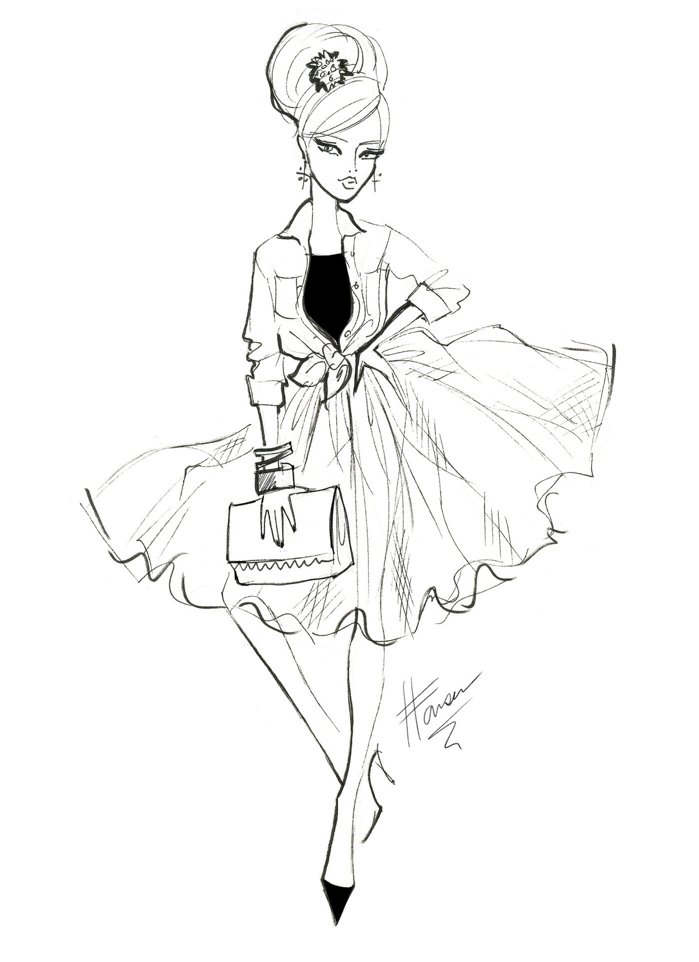 Black and White Fashion Sketches by Heather Fonseca at Coroflot.com