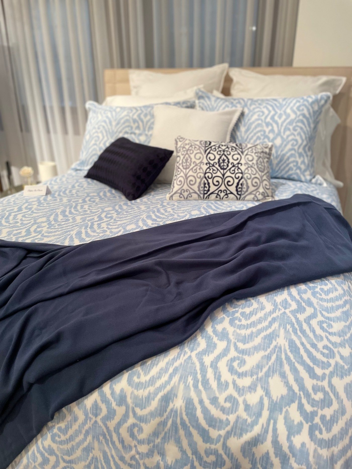Raymond Waites showroom bedding and styling by Tracy Garay at