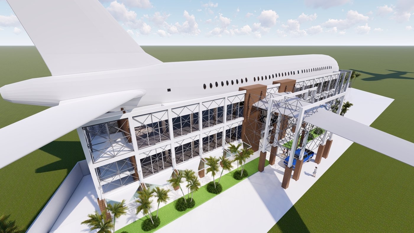 airplane inspired design function hall building by Michael Angelo C ...