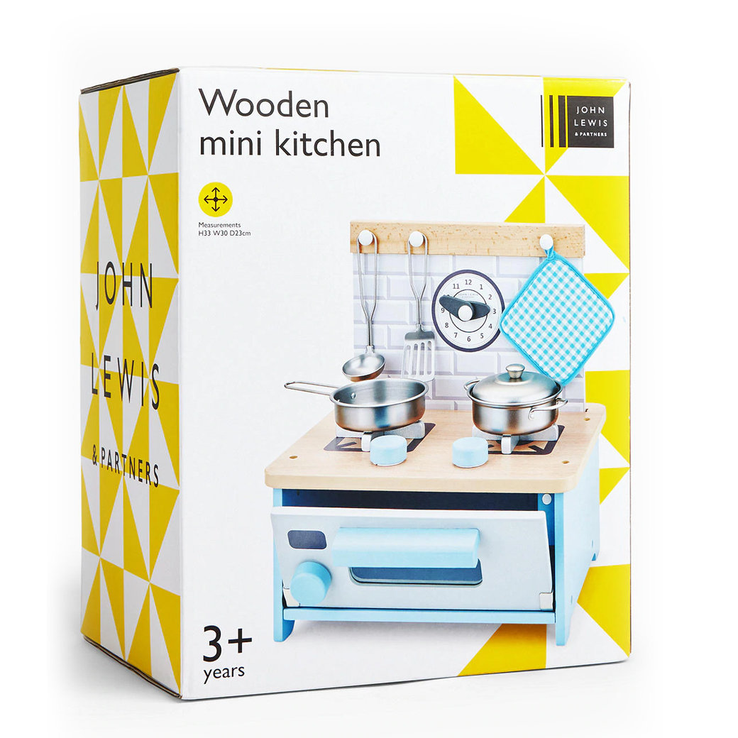 Wooden mini play kitchen for John Lewis and Partners by Justin Worsley