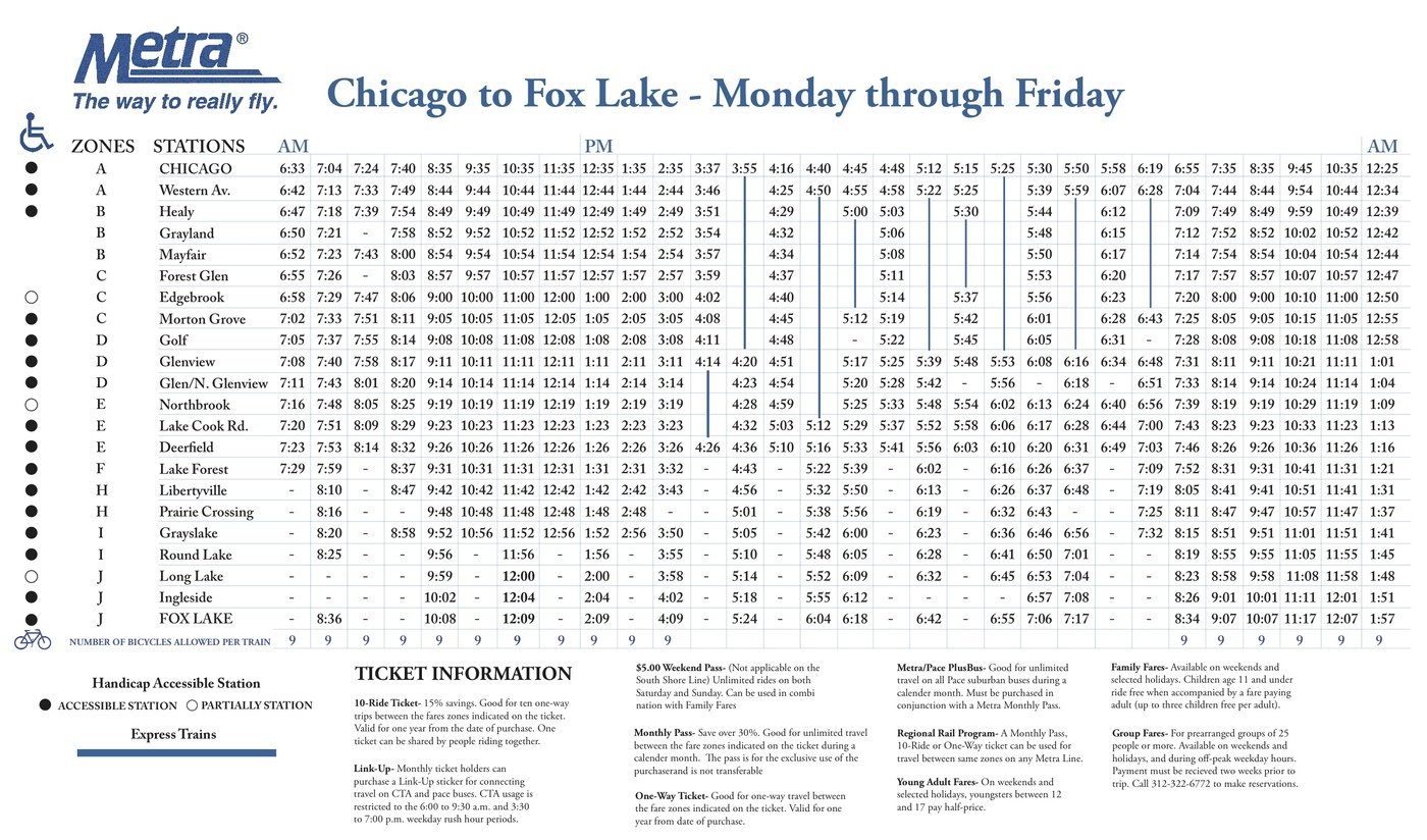 Chicago Metra Train Schedule Examples and Forms