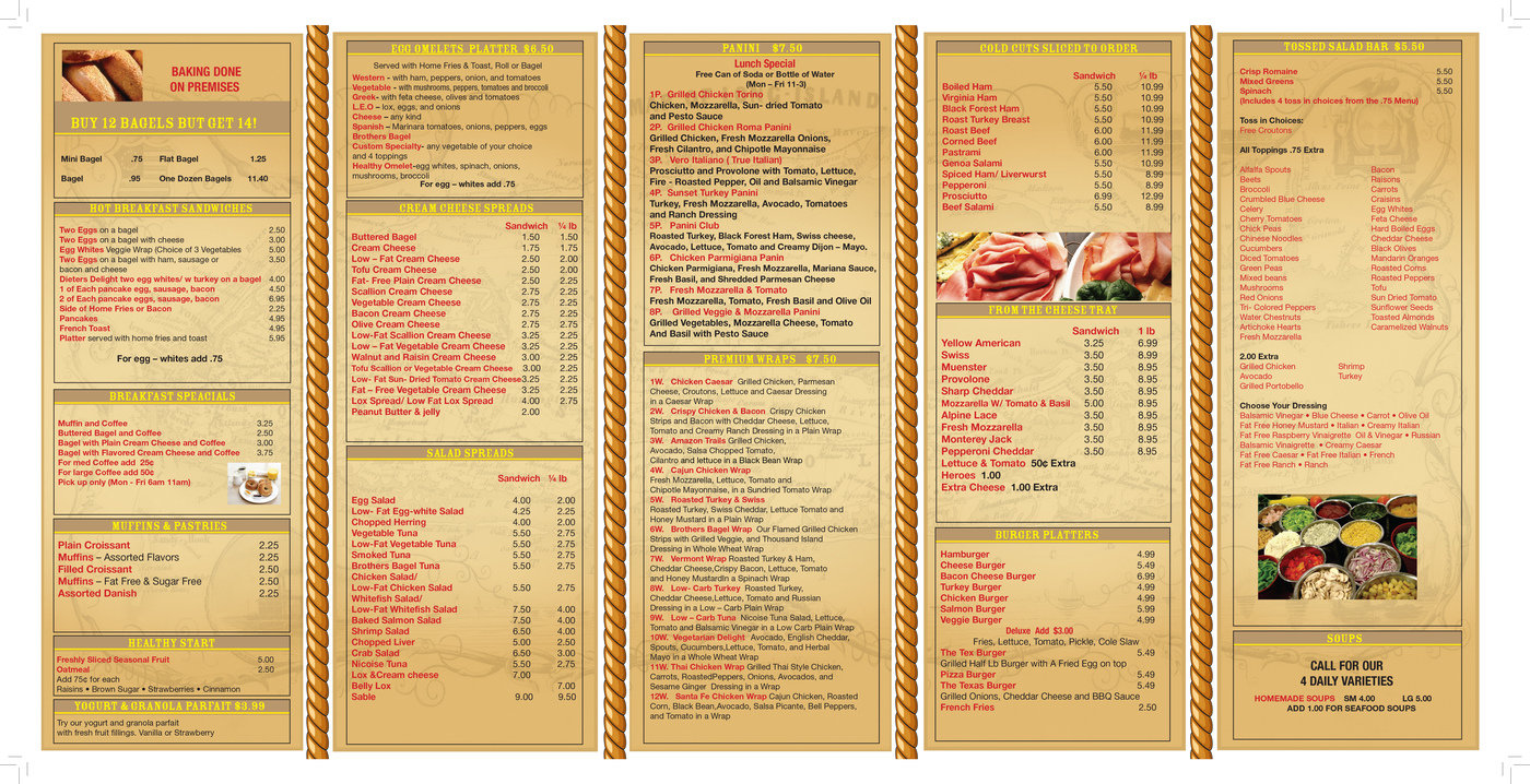 Bagel Brothers Menu by Matthew Abraham at