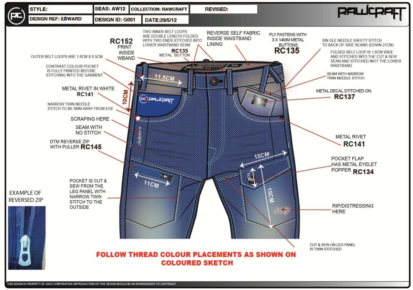 Examples of technical packs by Gayle Sandiford at