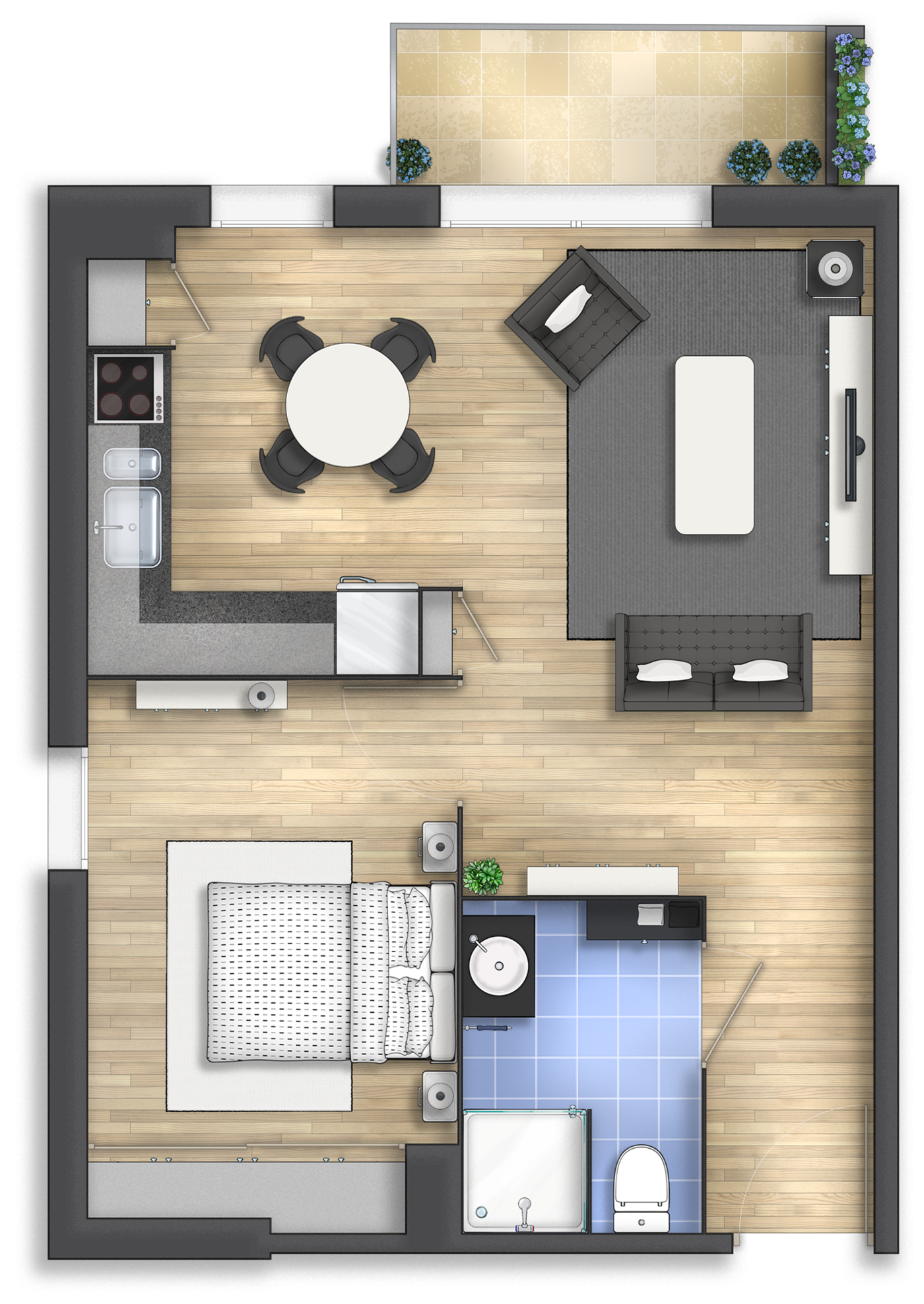 Floor plan rendering 14 by Alberto Talens Fernández at Coroflot.com