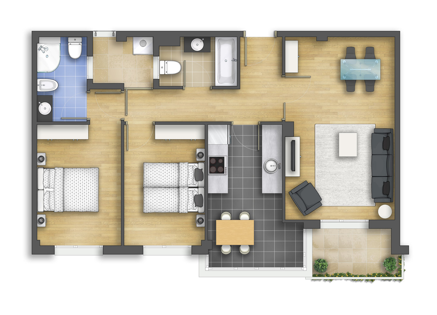 Floor plan rendering 2 by Alberto Talens Fernández at Coroflot.com