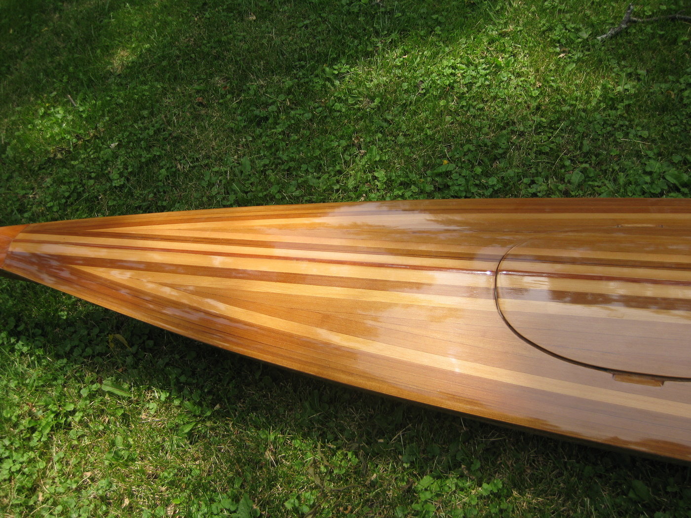 Wood Strip & fiberglass Kayak by Daniel McBrien at