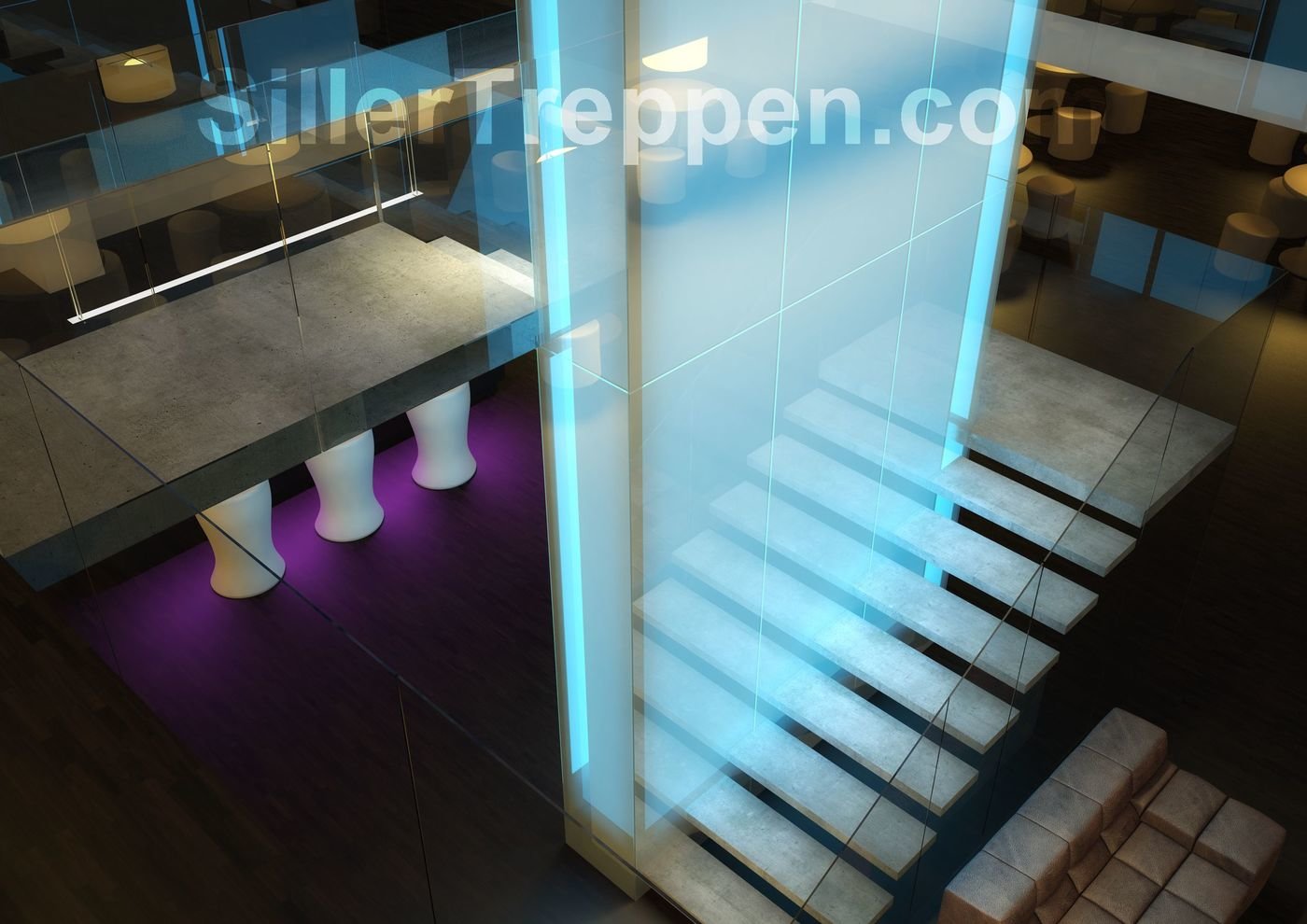 Floating concrete stairs by Benjamin Friedl at