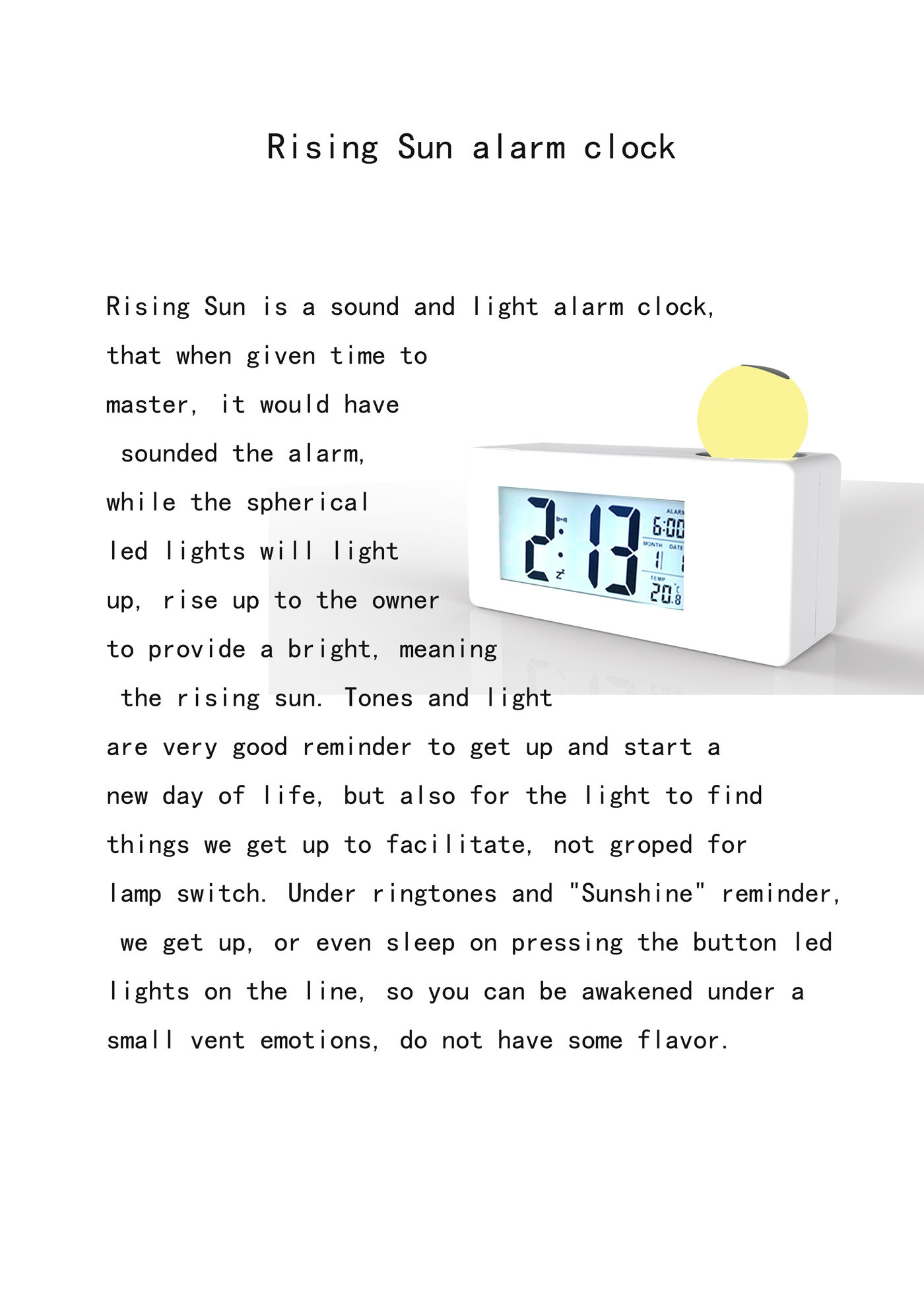 Rising Sun Alarm Clock by yuan wenting at Coroflot.com