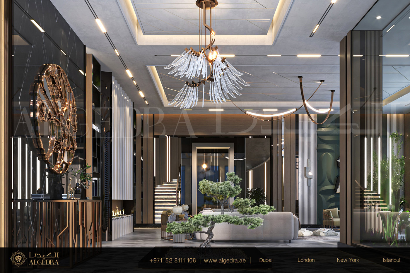 Luxurious and Glamorous Style Villa Entrance Design by ALGEDRA Interior ...